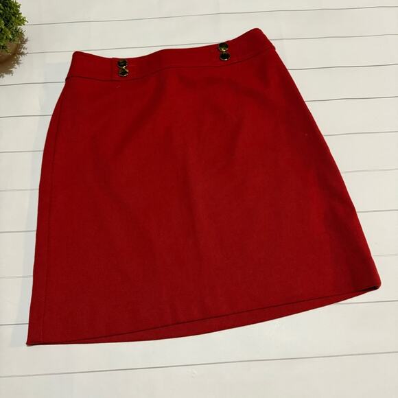Loft Red Gold Knee Length Pencil Skirt Women’s Size 00 Petite - Picture 1 of 6